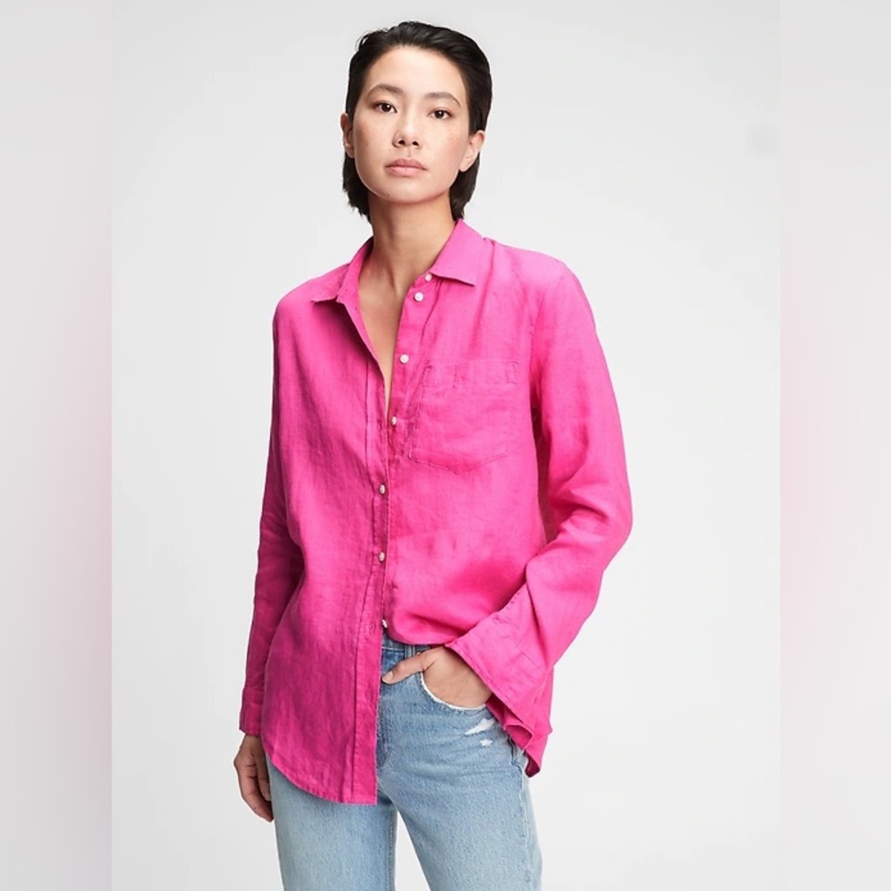 Gap linen blend boyfriend shirt